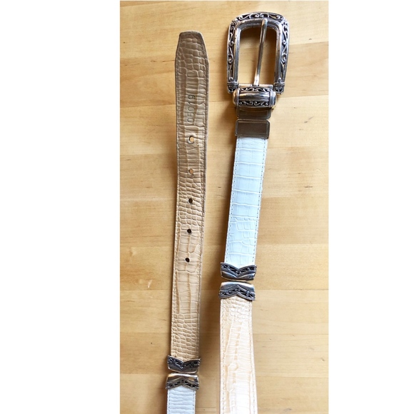 Brighton 2 tone Buckle Belt White Nude Convertible - Picture 2 of 4